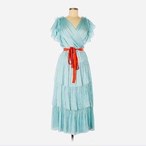 Diane Von Furstenberg ice blue pleated midi Sasha